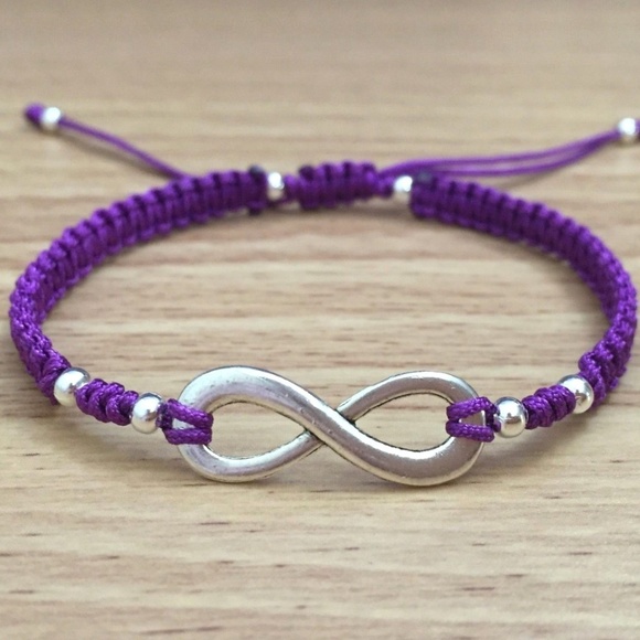 Silver Infinity Purple Braided Shamballa Bracelet - Picture 4 of 6